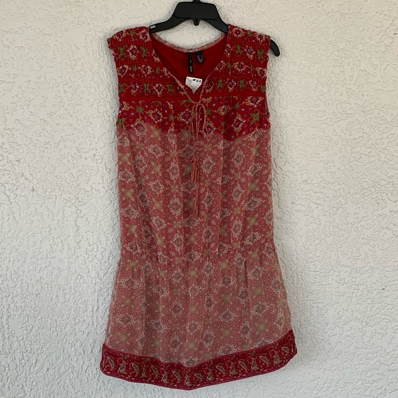Mng Mango Suit Womens size 6 Drop Waist/blouson style Sleeveless Beaded Dress - Picture 1 of 15